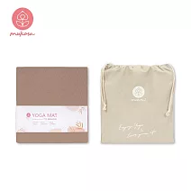 【Mukasa】TPE折疊瑜珈墊 5mm (10摺) - 燕麥棕 + 瑜珈墊束口背袋 (方形) - 亞麻色