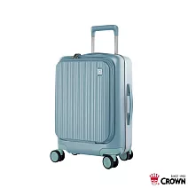 【CROWN 皇冠】BOXY 21吋 前開式防盜拉鍊/ 鋁框登機箱- 鼠草綠色