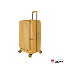 【CROWN 皇冠】BOXY 26吋 前開式防盜拉鍊/ 鋁框前開胖胖箱-黃色