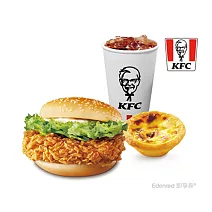 肯德基咔啦雞腿堡+蛋撻+紅茶(小)