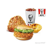 肯德基 咔啦雞腿堡+青花椒脆雞+蛋撻套餐
