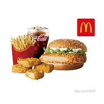 麥當勞勁辣鷄腿堡+薯條(大)+四塊麥克鷄塊+可樂(中)
