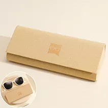 seoul show首爾秀 布紋全鐵立體三角硬殼防壓墨鏡老花近視太陽眼鏡盒  奶咖杏