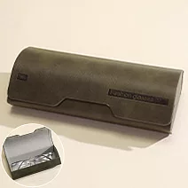 seoul show首爾秀 弧形復古皮質全鐵硬殼防壓墨鏡老花近視太陽眼鏡盒 咖綠