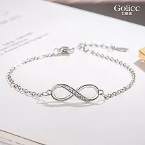 【Gulicc】手鍊 永恆無限低調微鑲手鍊 (白金色)