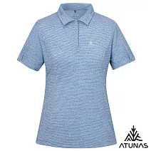 【ATUNAS 歐都納】女款酷涼節能抑菌短袖POLO衫/大尺碼A1PS2509W- S 麻花軍藍