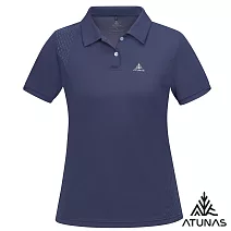 【ATUNAS 歐都納】女款循環ATUNAS-TEX短袖POLO衫/吸濕排汗/防曬透氣/大尺碼A2PS2535WC- S 靛藍