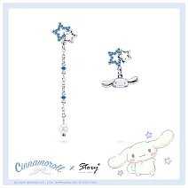 STORY 故事銀飾-Cinnamoroll 繁星系列-大耳狗喜拿流星之畔晶鑽造型耳環-針式（贈送耳夾轉換器）