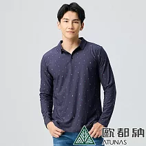 【ATUNAS 歐都納】男款ALL LOVE再生長袖POLO衫/防曬吸濕排汗/大尺碼/A1PS2519MR- M 暗藍