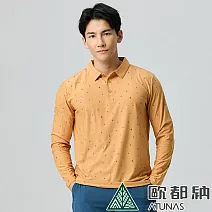 【ATUNAS 歐都納】男款ALL LOVE再生長袖POLO衫/防曬吸濕排汗/大尺碼/A1PS2519MR- M 黃棕