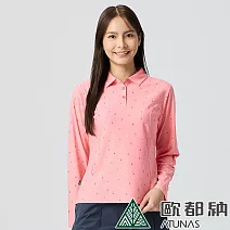 【ATUNAS 歐都納】女款ALL LOVE再生長袖POLO衫/防曬吸濕排汗/大尺碼/A1PS2520WR- S 珊瑚粉