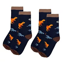 英國【Hugger】舒適中筒成人襪子 - 快樂恐龍 (22-28cm) 兩雙