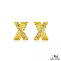 【點睛品】閃耀焦點 鑽石黃金耳環 (一對)