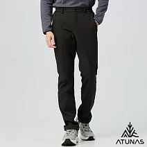 【ATUNAS 歐都納】男款SOFTSHELL薄刷毛防風保暖長褲A1PA2503M- M 星夜黑