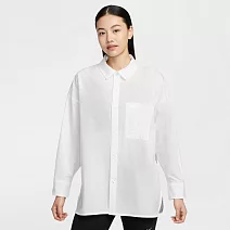 NIKE AS W NSW NK CHLL PPLN LS BTN T 女長袖襯衫-HJ0716100 XS 白色