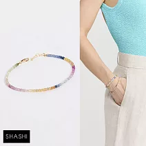 SHASHI 紐約品牌 Natasha 微顆粒款天然彩寶 白碧璽X藍碧璽X橙黃碧璽X粉紅碧璽手鍊