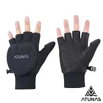 【ATUNAS 歐都納】防風保暖半指兩用手套A2AG2504- 黑-M