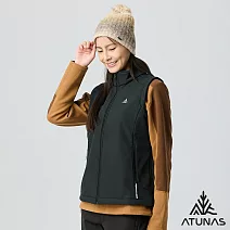 【ATUNAS 歐都納】女款SOFTSHELL刷毛防風防潑水保暖背心式外套/大尺碼A6VE2502W- S 黑