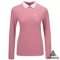 【ATUNAS 歐都納】女款羊毛長袖POLO衫/透氣排汗/大尺碼A1PS2553W- S 灰粉