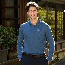 【ATUNAS 歐都納】男款羊毛長袖POLO衫/排汗透氣/大尺碼A1PS2552M- L 靛藍