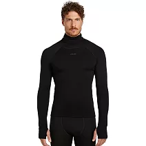 【紐西蘭Icebreaker】男 Polar MerinoFine™ 超細緻羊毛半蒙面高領長袖上衣(15.5微米)-300 S 黑色