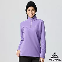 【ATUNAS 歐都納】女款POLARTEC THERMAL PRO透氣快乾保暖長袖拉鍊立領杉/POLO衫/大尺碼A1PS2524W- S 紫羅蘭