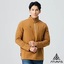 【ATUNAS 歐都納】男款POLARTEC THERMAL PRO透氣快乾保暖長袖拉鍊立領杉/POLO衫/大尺碼A1PS2521M- M 琥珀棕
