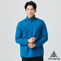 【ATUNAS 歐都納】男款POLARTEC THERMAL PRO透氣快乾保暖長袖拉鍊立領杉/POLO衫/大尺碼A1PS2522M- M 海藍