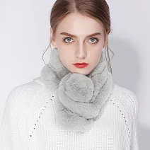 Seoul Show首爾秀 100%獺兔毛三管加厚圍脖真毛皮草圍巾 淺灰