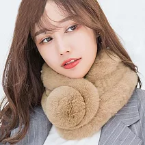 Seoul Show首爾秀 100%獺兔毛三管加厚圍脖真毛皮草圍巾 卡其