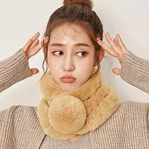 Seoul Show首爾秀 100%獺兔毛三管加厚圍脖真毛皮草圍巾 淡蜜黃