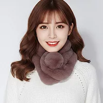Seoul Show首爾秀 100%獺兔毛三管加厚圍脖真毛皮草圍巾 豆沙