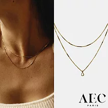 AEC PARIS 巴黎品牌 珍珠母貝 金色簡約雙層項鍊 Collier chaîne Hedelia
