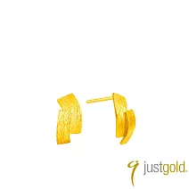 【Just Gold 鎮金店】靜謐線 黃金耳環