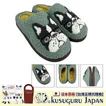 【Kusuguru Japan】日本眼鏡貓 拖鞋 相良刺繡絨毛保暖蓬軟觸感 橡膠止滑鞋底室內拖鞋 - Animal Mode款 -綠色