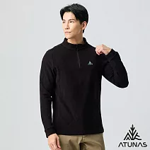 【ATUNAS 歐都納】男款經典保暖拉鍊衫/立領衫/POLO衫/大尺碼A8PS2568M- XL 黑