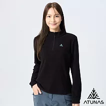 【ATUNAS 歐都納】女款經典保暖拉鍊衫/立領衫/POLO衫/大尺碼A8PS2569W- S 黑