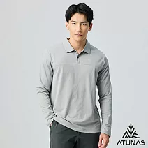 【ATUNAS 歐都納】男款循環長袖排汗POLO衫/大尺碼A8PS2566MC- M 深灰