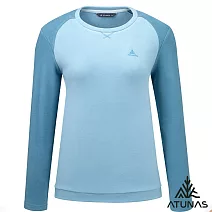【ATUNAS 歐都納】女款經典保暖長袖圓領衫/長T/大尺碼A8TS2548W- S 淺藍/灰藍