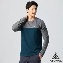 【ATUNAS 歐都納】男款經典保暖長袖圓領衫/長T/大尺碼A8TS2547M- M 深灰/暗藍