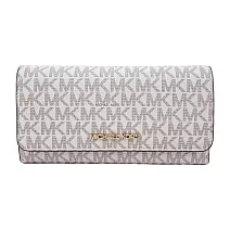 MICHAEL KORS JET SET TRAVEL 翻蓋滿版三折長夾-(多色選) 米X淺棕
