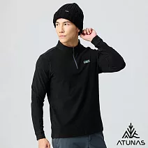【ATUNAS 歐都納】男款經典保暖長袖拉鍊衫/立領衫/POLO衫/大尺碼A2PS2551M- M 黑