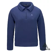 【ATUNAS 歐都納】女款經典保暖長袖拉鍊衫/POLO衫A2PS2562W- S 靛藍