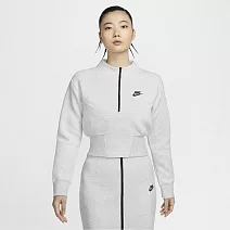 NIKE AS W NSW TCH FLC CROP QZ 女 圓領套頭衫-HJ1032013 M 淺灰色