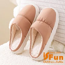 【iSFun】溫暖相伴 加絨保暖舒適防滑情侶居家拖鞋/款式可選 粉色3637號
