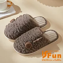 【iSFun】點點恐龍 秋冬防滑保暖男女室內拖鞋/款式可選 咖啡4445號