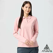 【ATUNAS 歐都納】女款循環長袖排汗POLO衫/大尺碼A8PS2567WC- XL 淺粉