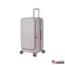 【CROWN 皇冠】BOXY 26吋 前開式防盜拉鍊/ 鋁框前開胖胖箱-燕麥奶茶色