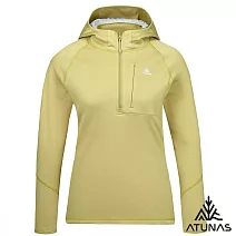 【ATUNAS 歐都納】女款SOLAR-FLEECE保暖刷毛長袖拉鍊連帽衫/帽T/大尺碼A1PS2555W- S 黃綠