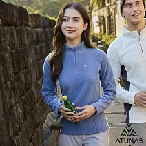 【ATUNAS 歐都納】女款循環SOLAR-FLEECE保暖刷毛長袖拉鍊衫/立領衫/POLO衫/大尺碼A1PS2557WC- M 藍紫